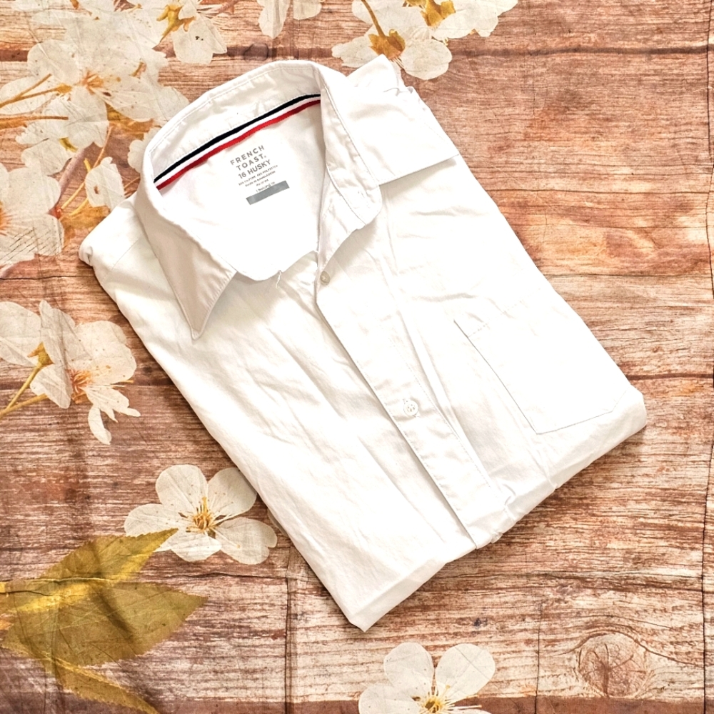 French Toast White Shirt with Red and Black Trim Sz 18 Husky